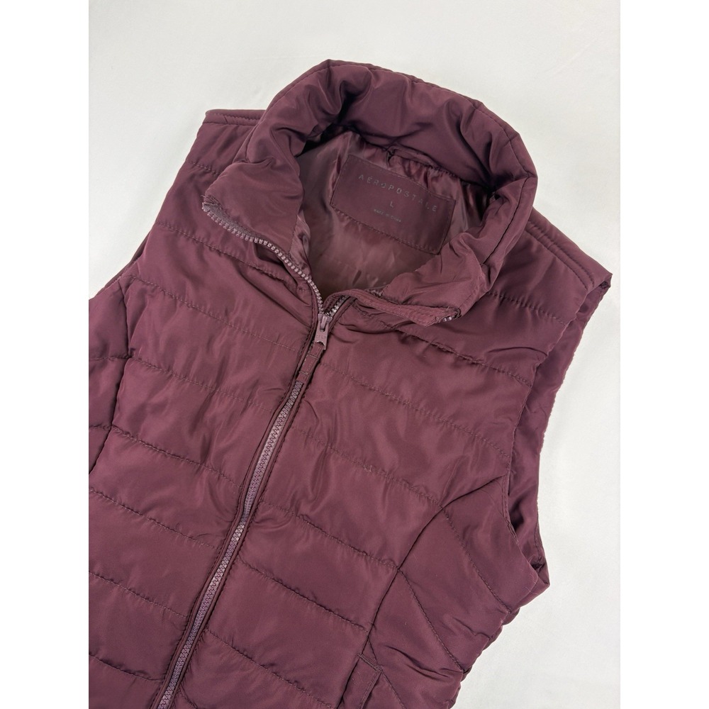 Aeropostale Women's  Puffer Quilted Vest Large Burgundy